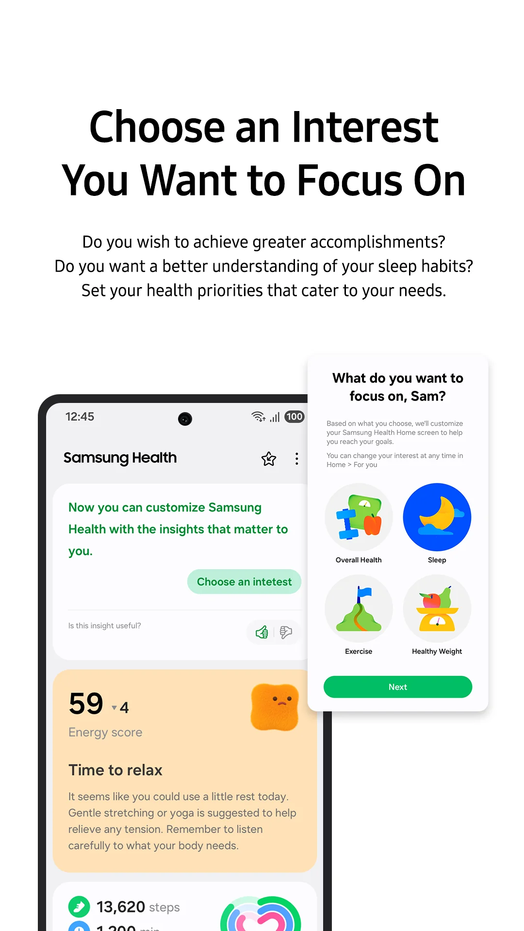 Снимка на екрана Samsung Health 3