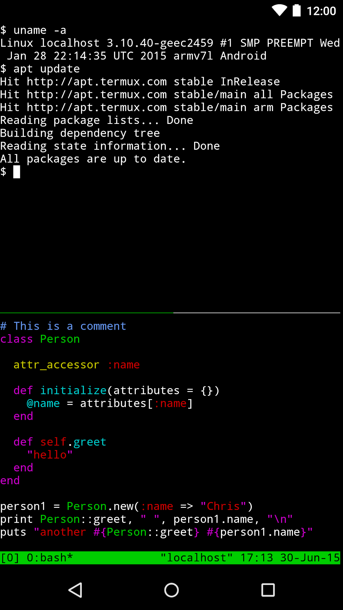 ภาพหน้าจอ Termux 1