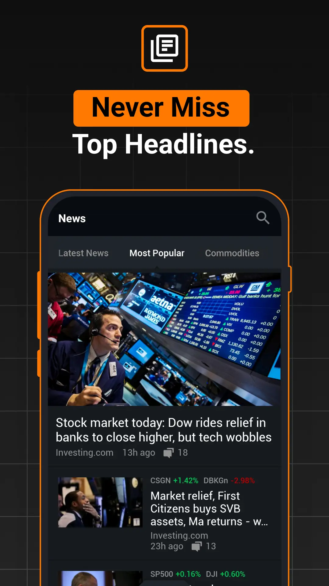 Скриншот Investing.com: Stock Market 4