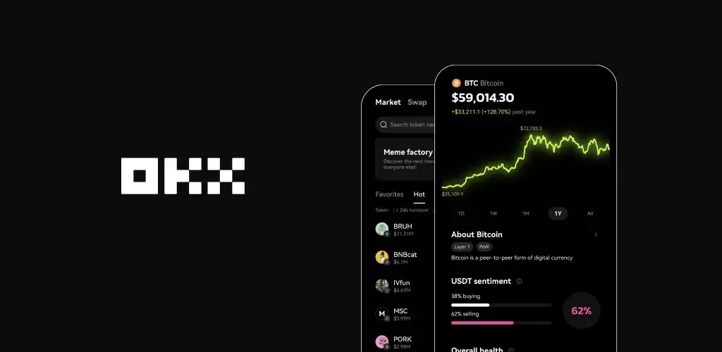 OKX: Buy Bitcoin BTC & Crypto app cover art for Android