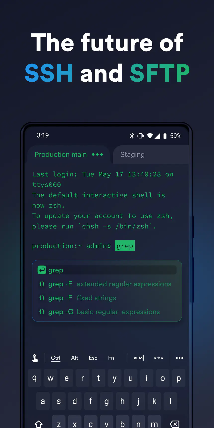 لقطة شاشة Termius - Modern SSH Client %د