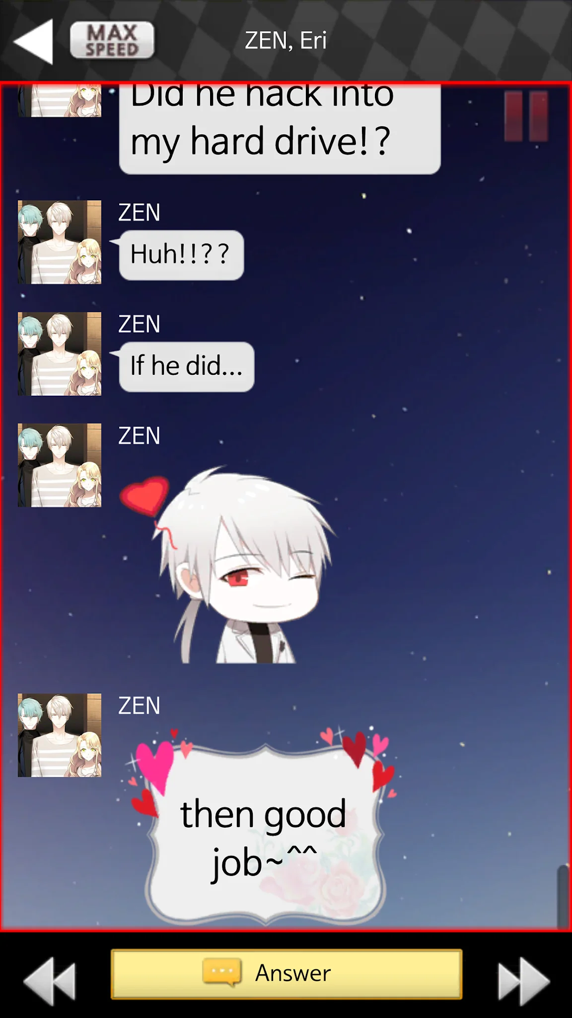 Скриншот Mystic Messenger 3