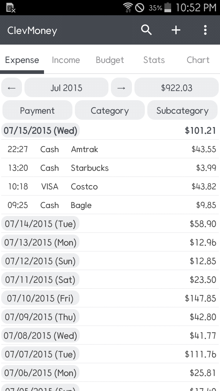 Screenshot ClevMoney 1
