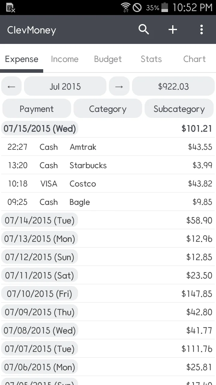 Schermata ClevMoney 1