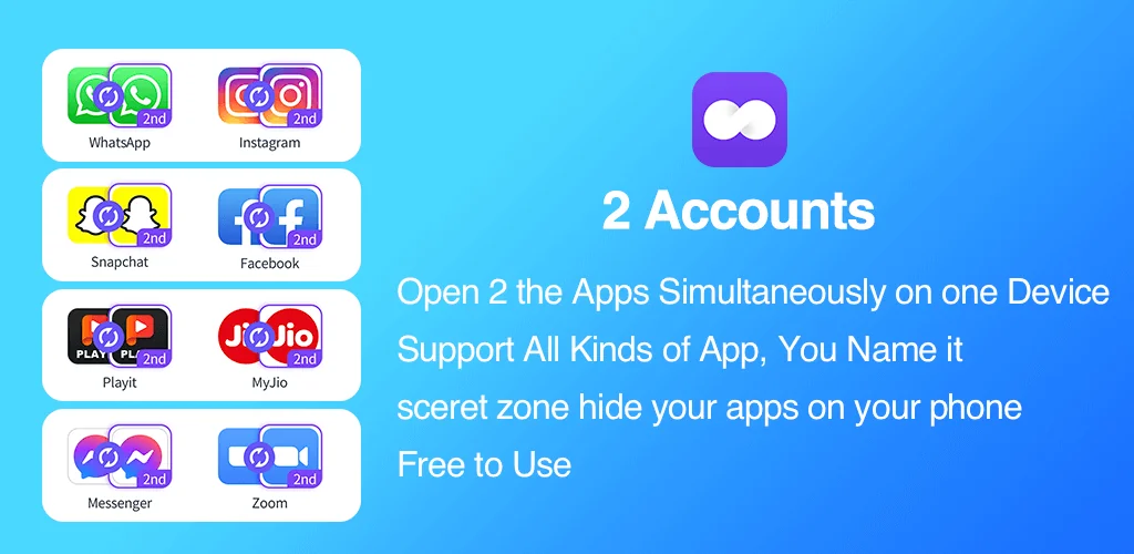 2Accounts - Dual Apps Space aplikace obálka pro Android