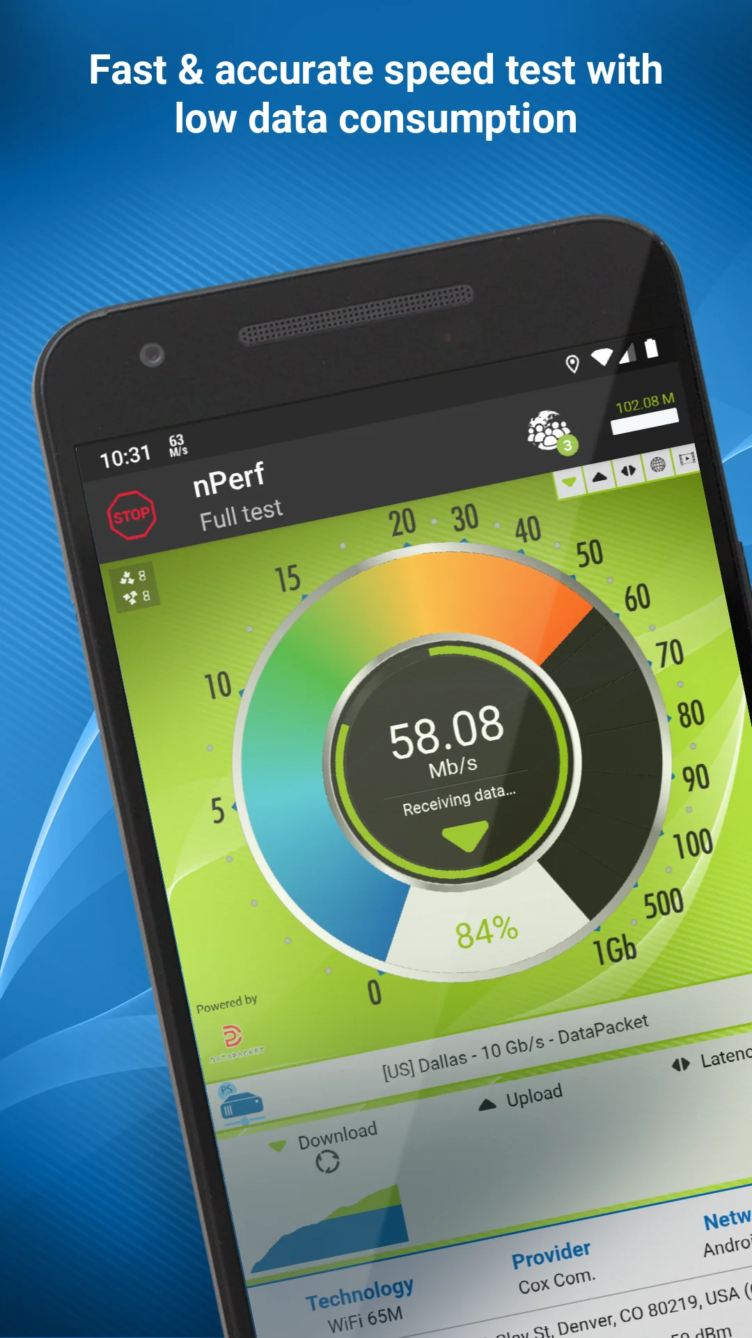 Capture d'écran Test de débit 4G 5G WiFi 1