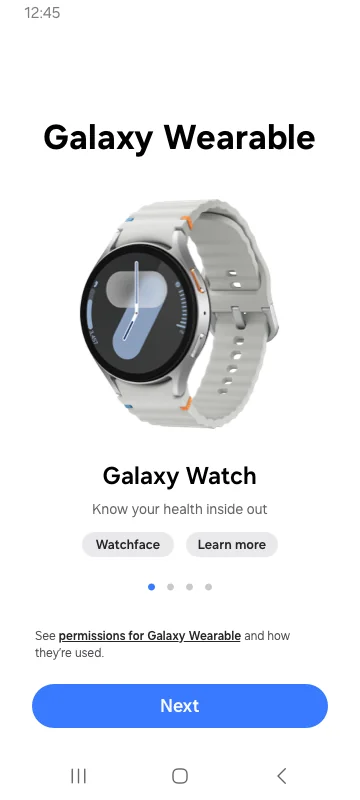 Ảnh chụp màn hình Galaxy Wearable 1