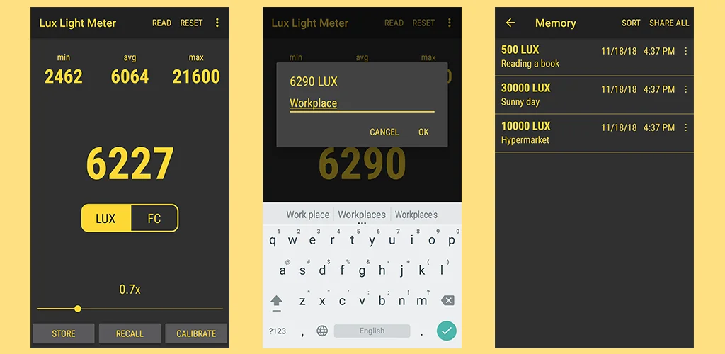 Lux Light Meter Pro приложение корица за Android