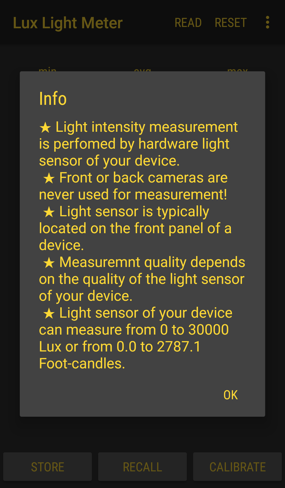 Снимка на екрана Lux Light Meter Pro 3