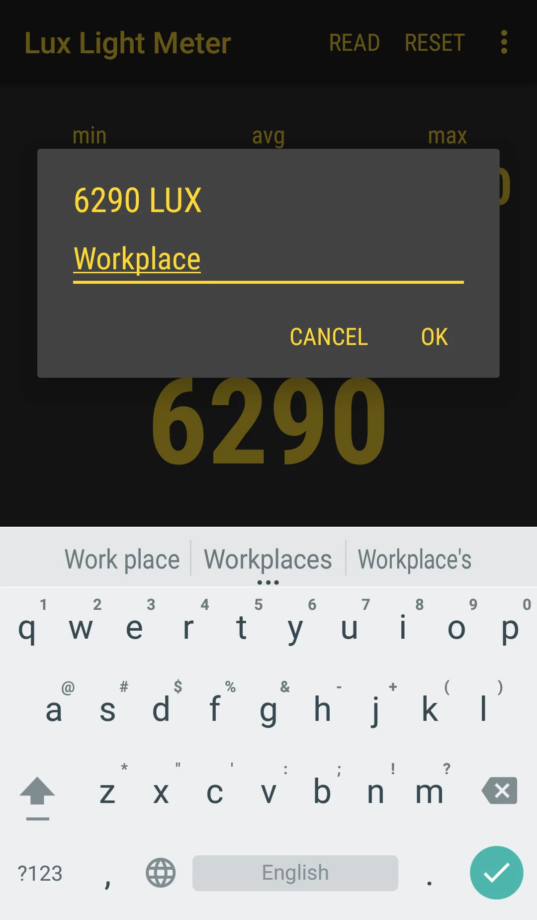 Снимка на екрана Lux Light Meter Pro 6