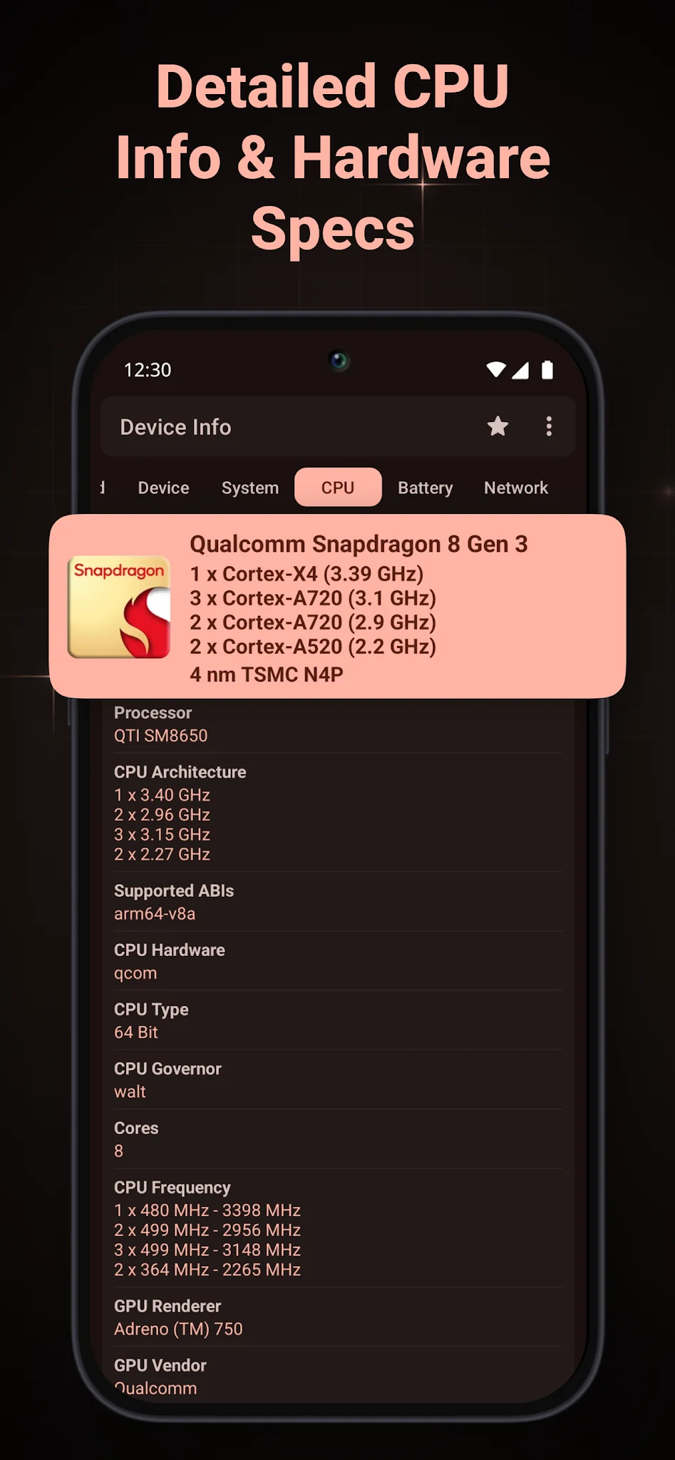 Снимка на екрана Device Info: System & CPU Info 3