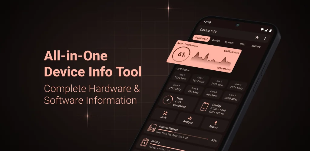 Device Info: System & CPU Info приложение корица за Android