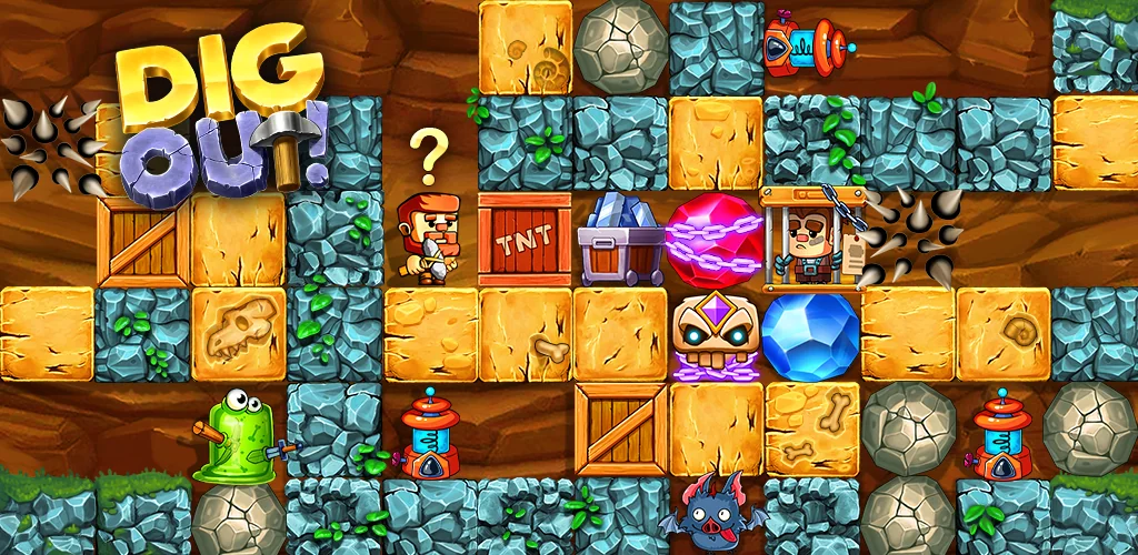 Escavar! Jogo da mina de ouro jogo arte da capa para Android