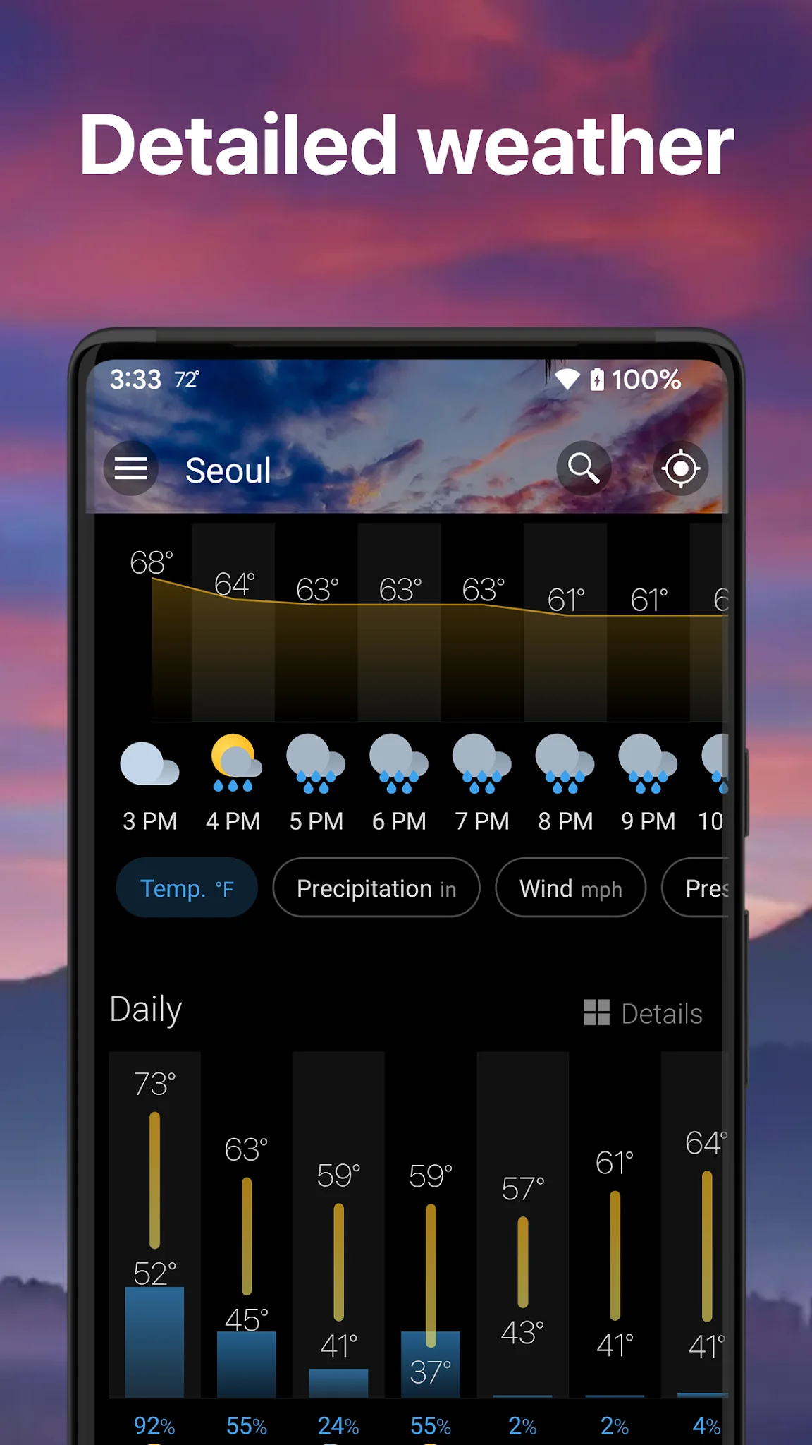 Snímek obrazovky Počasí a widget - Weawow 4