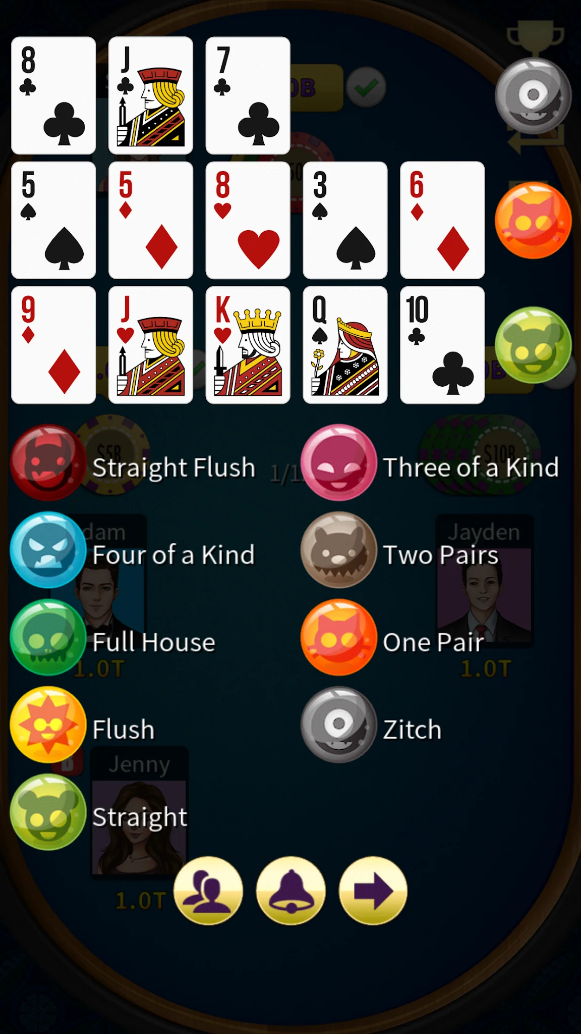 Snímek obrazovky Chinese Poker Offline KK Pusoy 6