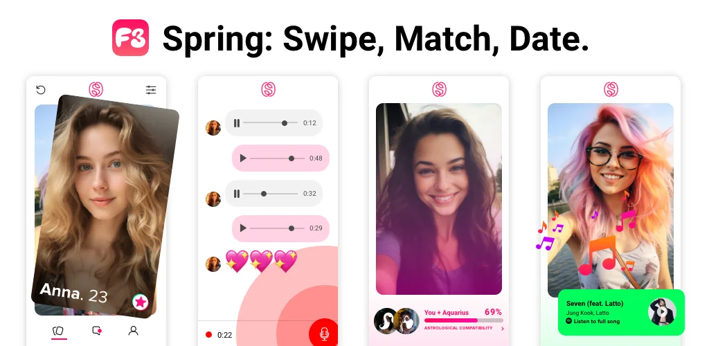 F3: Encontros, Conhecer, Chat aplicativo arte da capa para Android