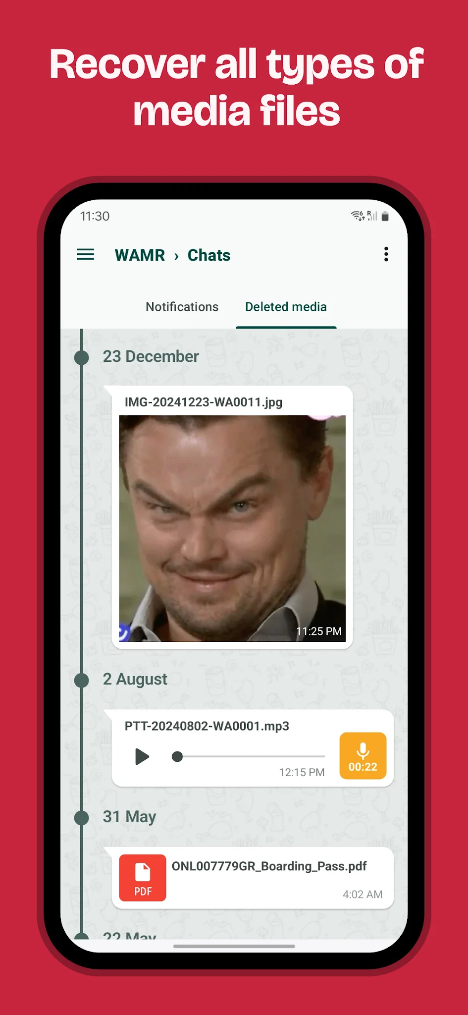Скриншот WAMR: Reveal deleted messages! 5