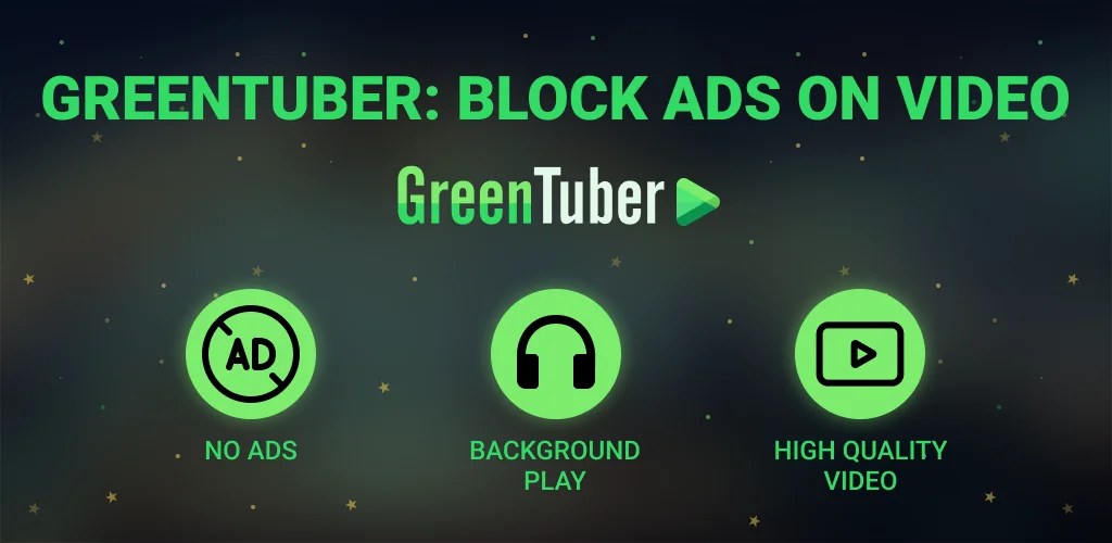 android용 동영상의 Green Tuber 차단 광고 앱 커버 아트