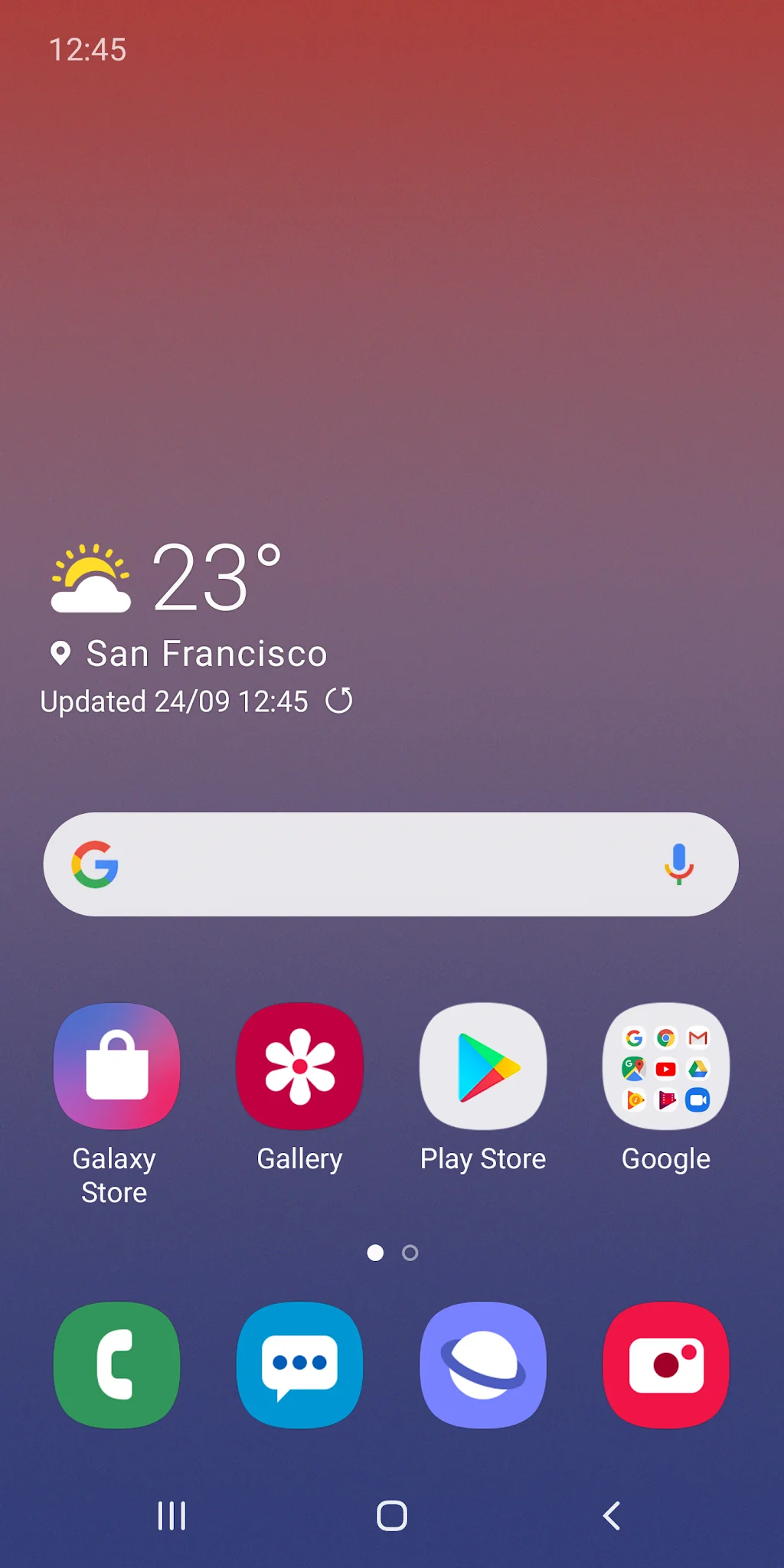 Snímek obrazovky Domovská obrazovka Samsung One 1