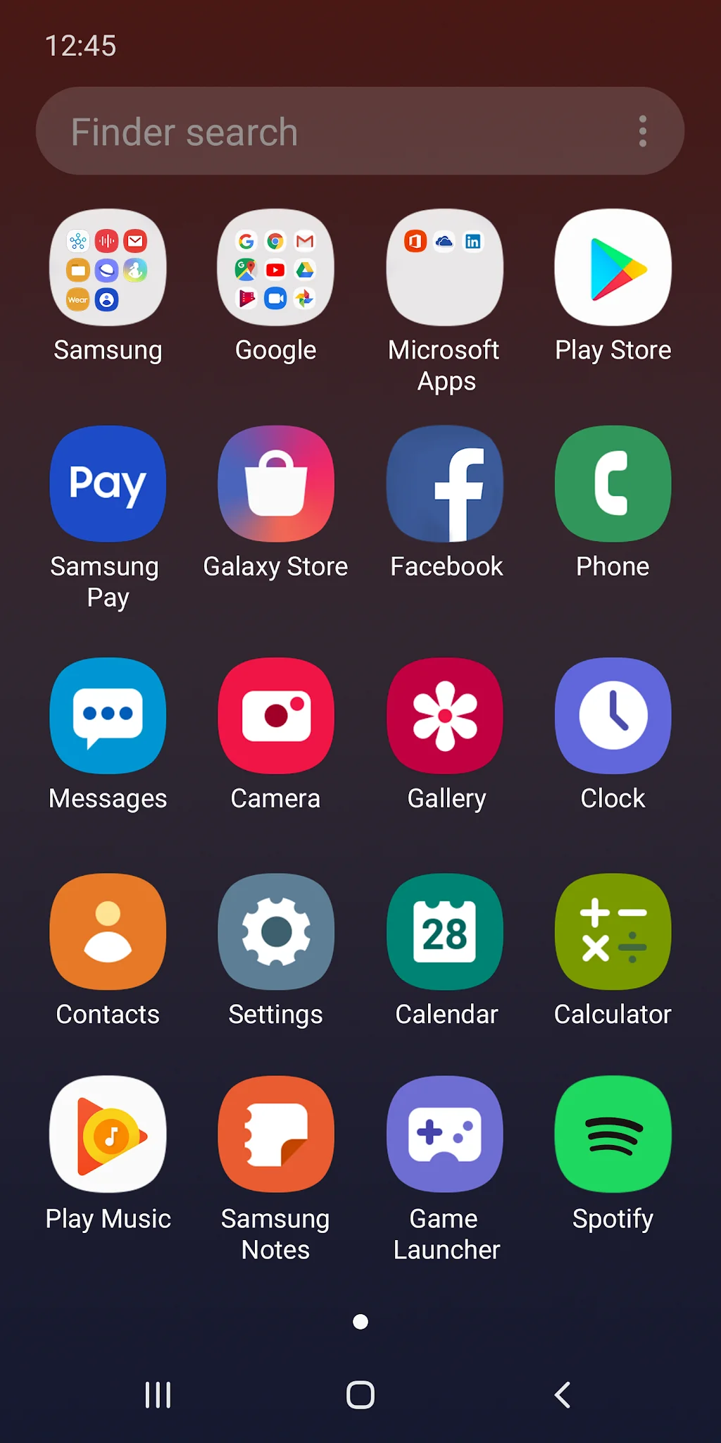 Snímek obrazovky Domovská obrazovka Samsung One 2