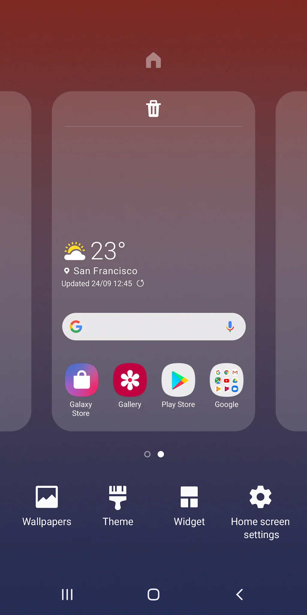 Snímek obrazovky Domovská obrazovka Samsung One 4
