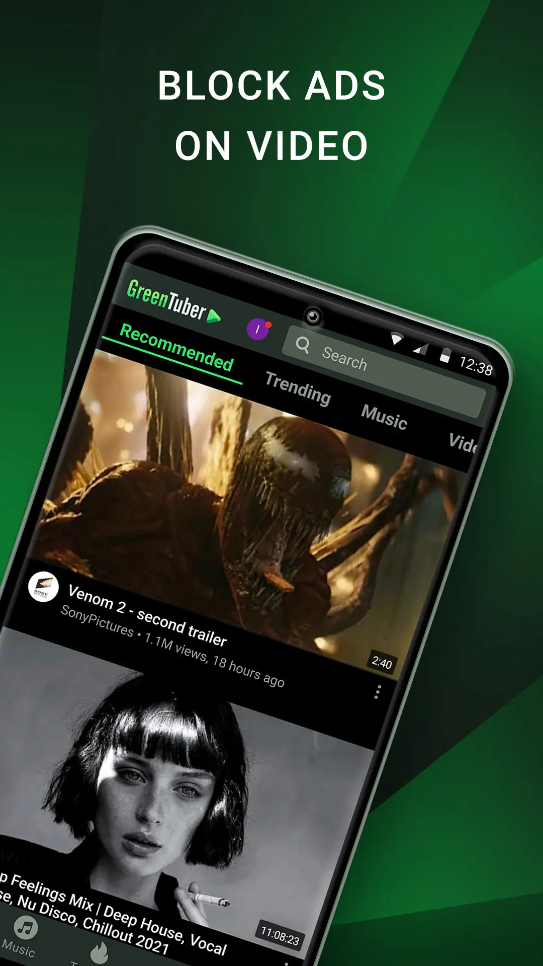 스크린샷 동영상의 Green Tuber 차단 광고 1