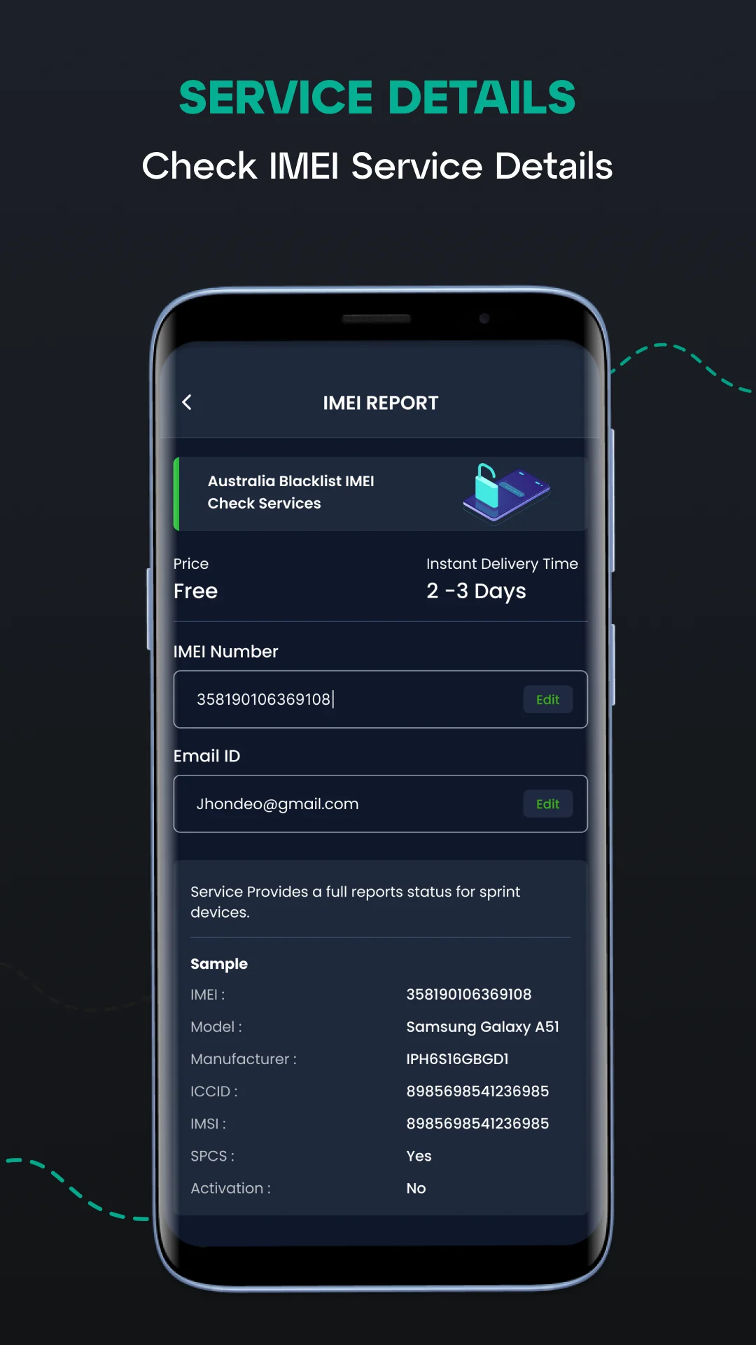 스크린샷 Mobile Imei Status Checker App 4