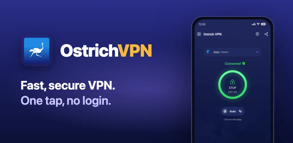 Ostrich VPN برنامج غلاف فني للأندرويد