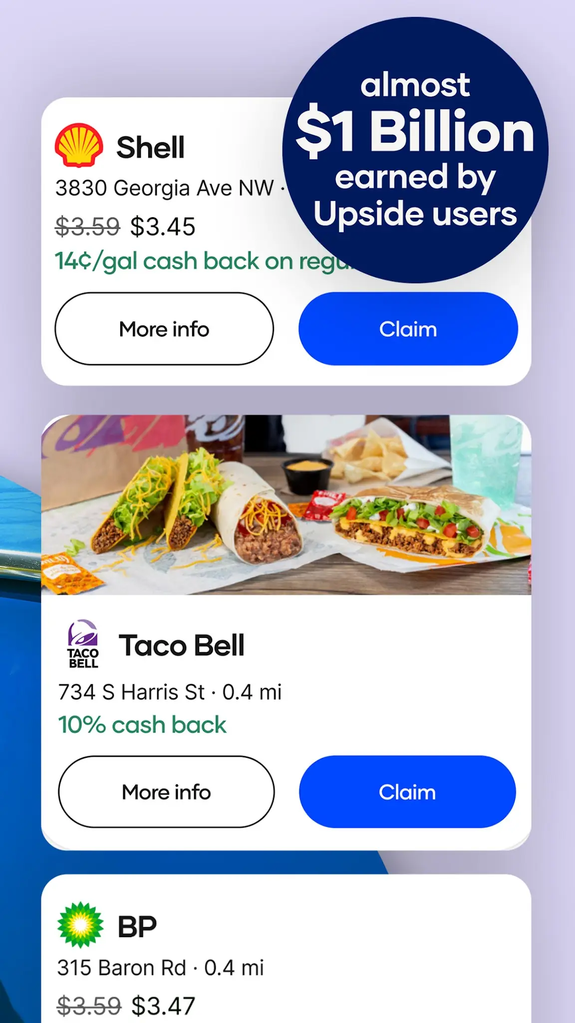 Скріншот Upside: Gas & Food Cash Back 2