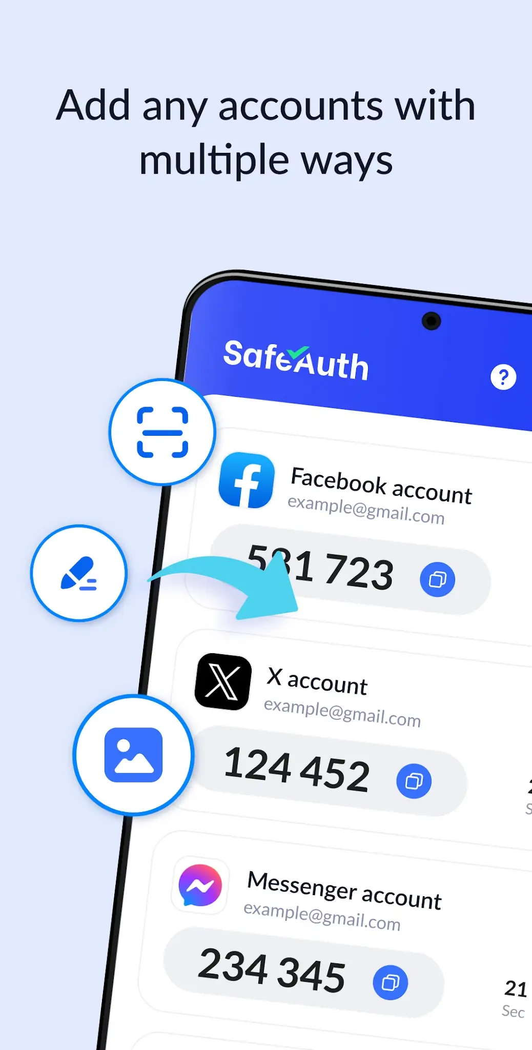 لقطة شاشة تطبيق المصادقة - SafeAuth %د