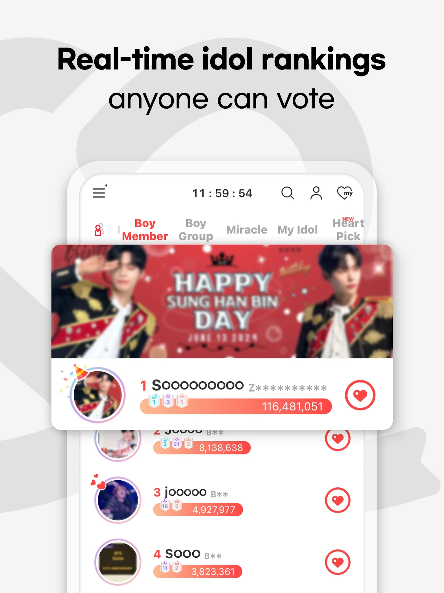 Capture d'écran Kpop Idol Vote - CHOEAEDOL 1