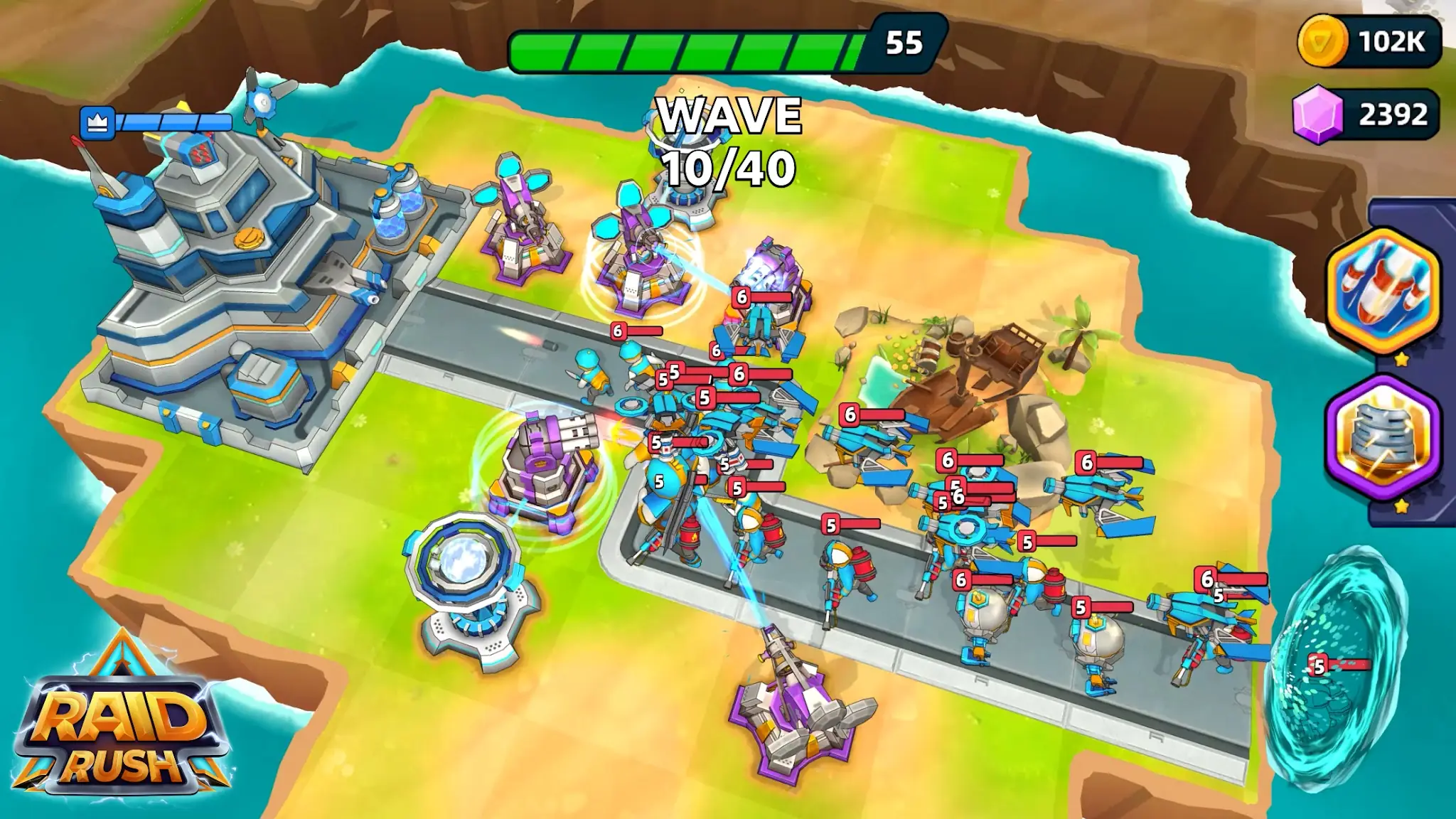 لقطة شاشة ‏: دفاع عن الأبراجRaid Rush %د