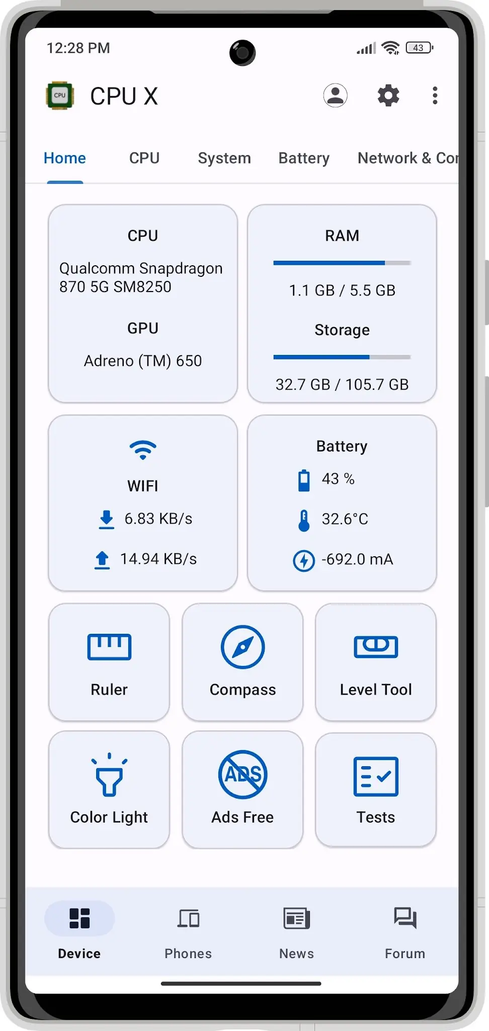 Zrzut ekranu CPU X - Device & System info 1