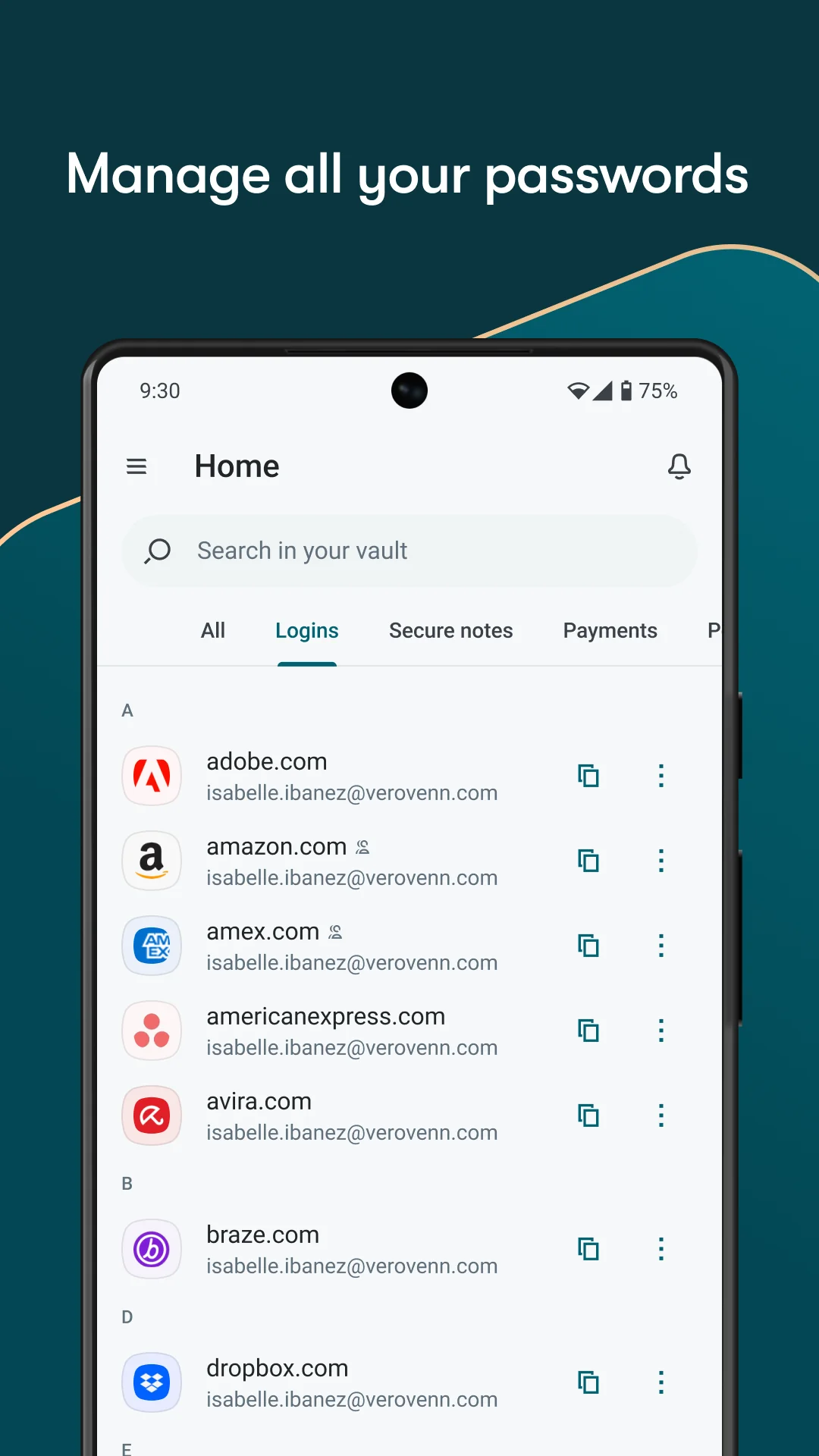 Tangkapan layar Dashlane Password Manager 5