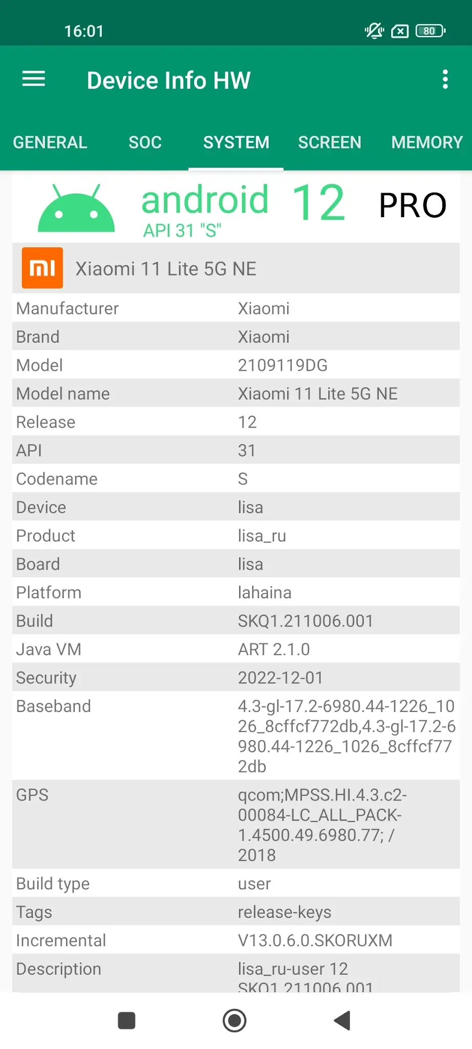 Screenshot Device Info HW 6