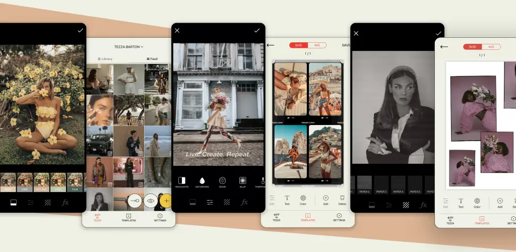 Tezza: Aesthetic Editor aplicativo arte da capa para Android