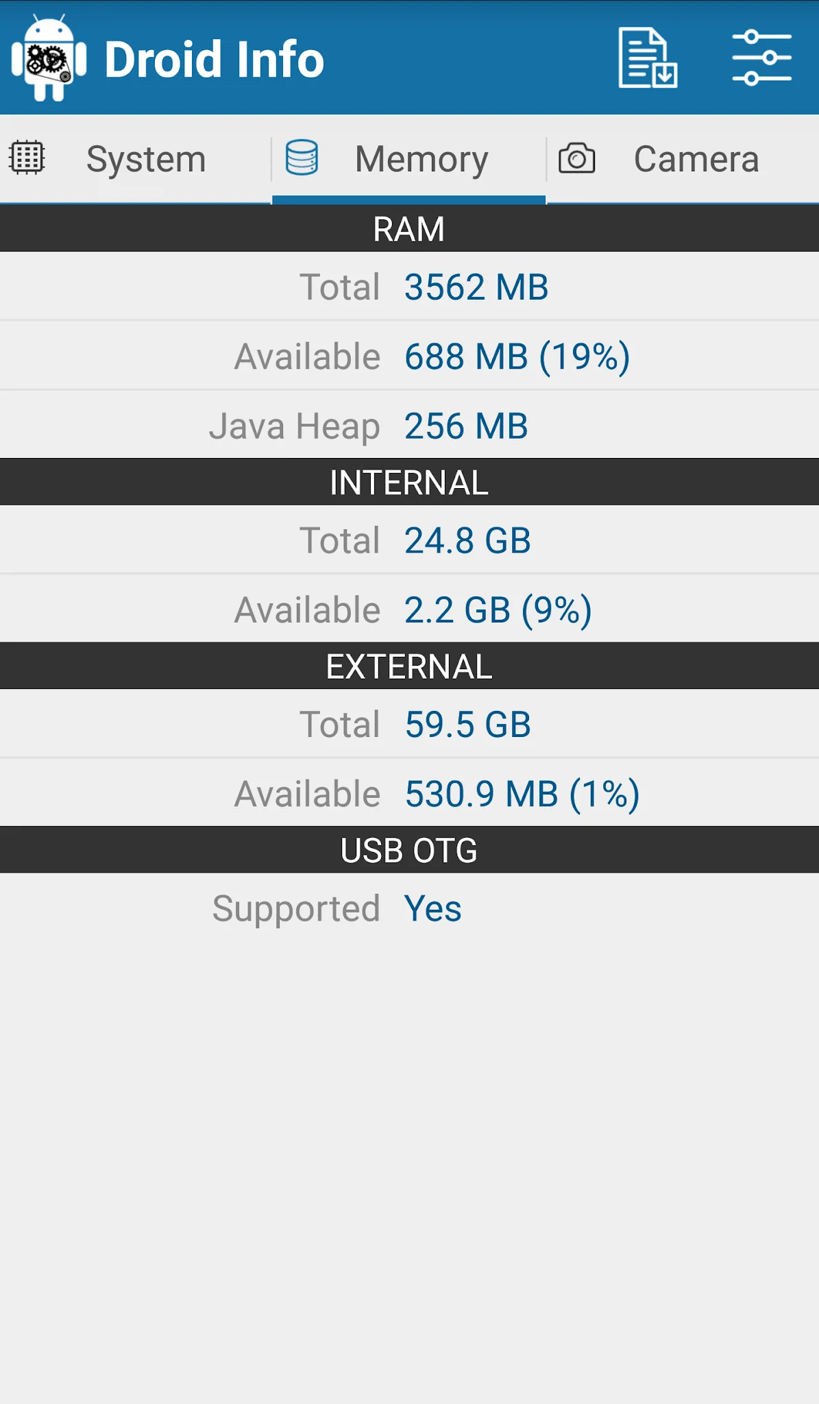 Zrzut ekranu Droid Hardware Info 4
