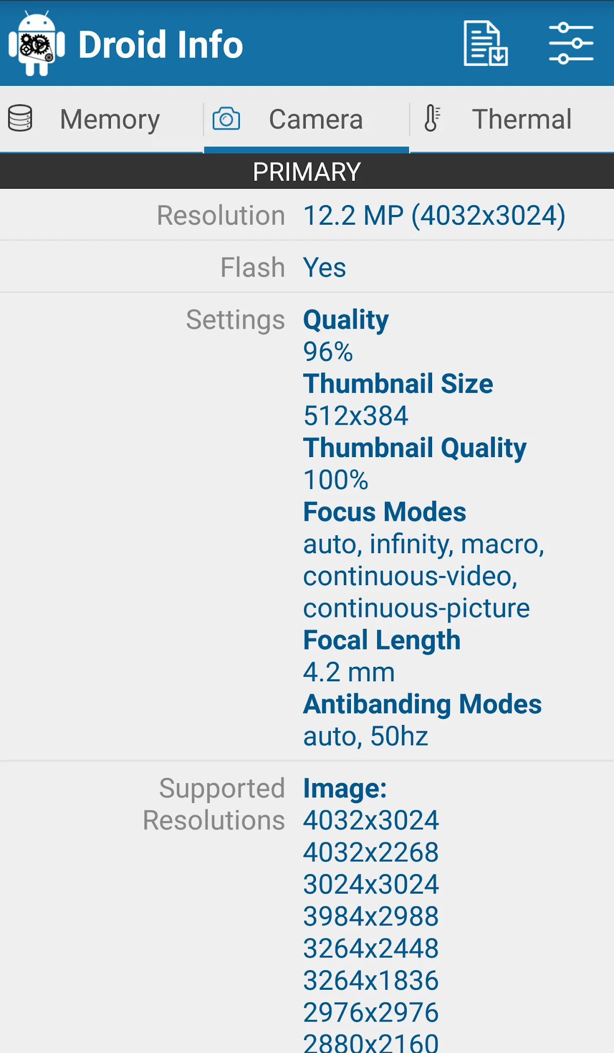 Zrzut ekranu Droid Hardware Info 5