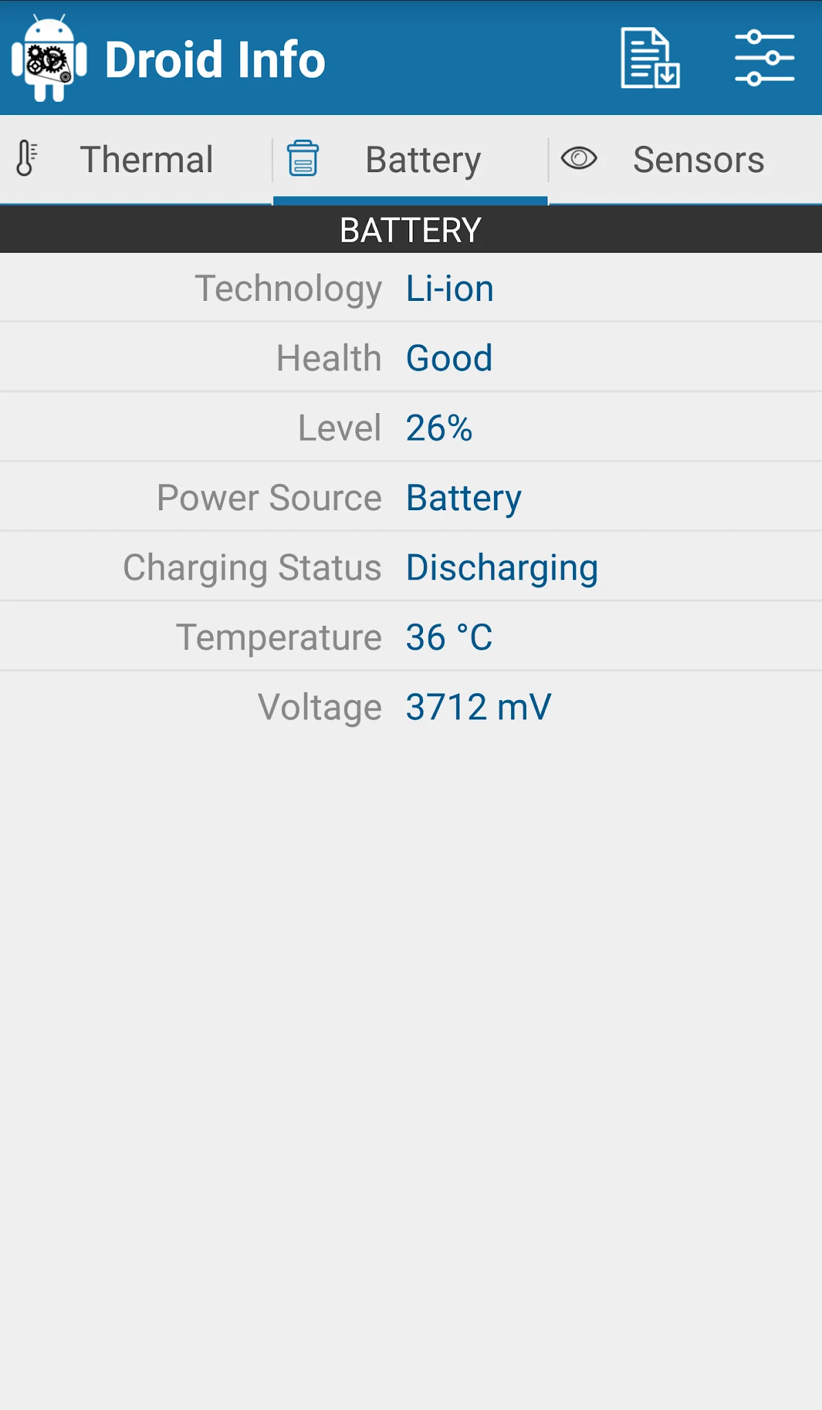Zrzut ekranu Droid Hardware Info 7