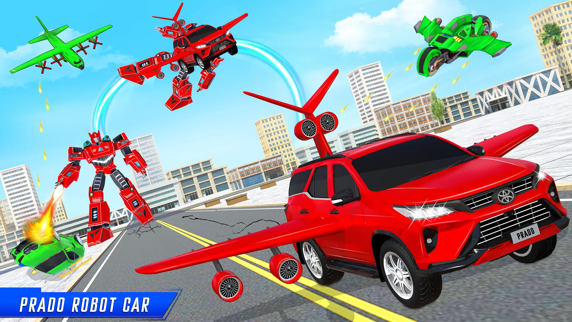Schermata Flying Prado Car Robot Gioco 6