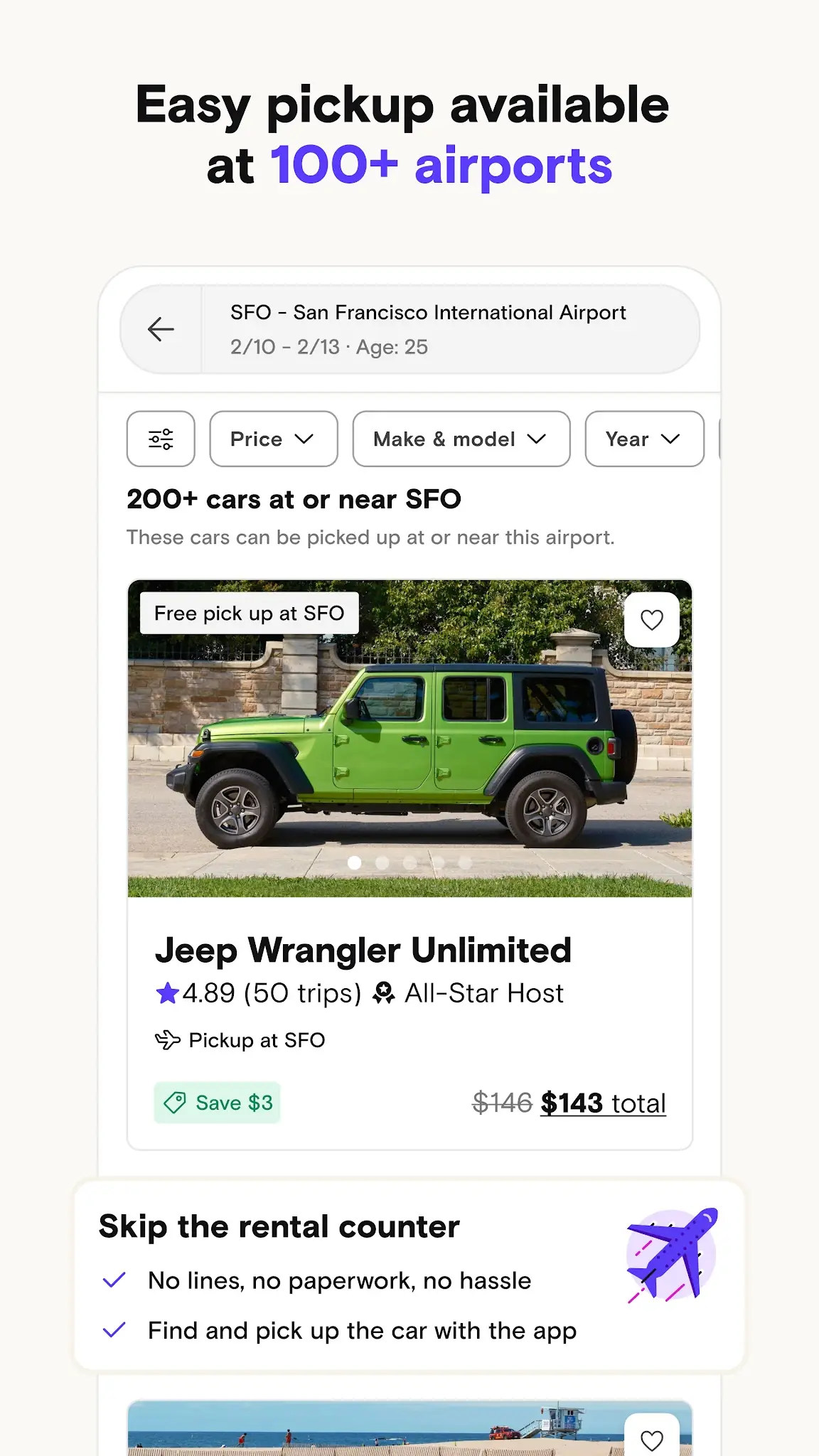 Zrzut ekranu Turo — Car rental marketplace 5
