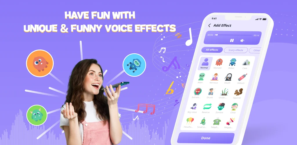 Voice changer & Sound Effects приложение обложка для Android