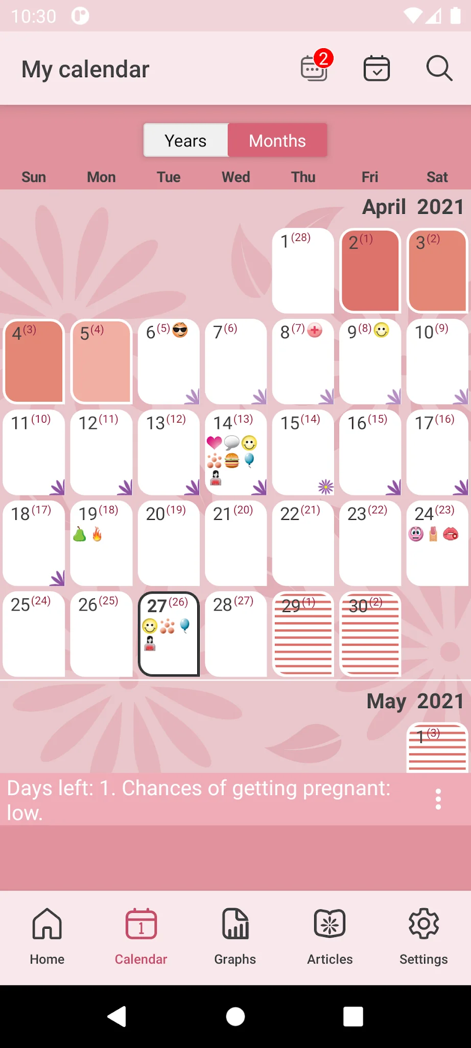 Screenshot WomanLog कैलेंडर 2