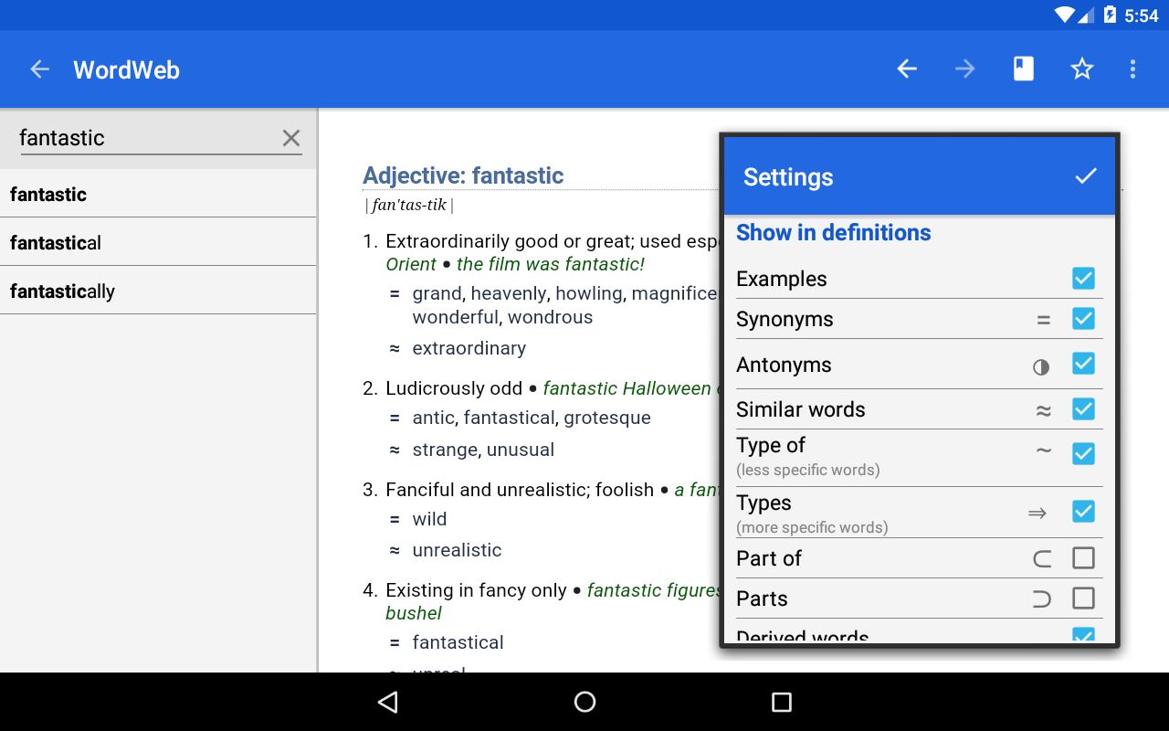 Captura de pantalla Dictionary - WordWeb 7