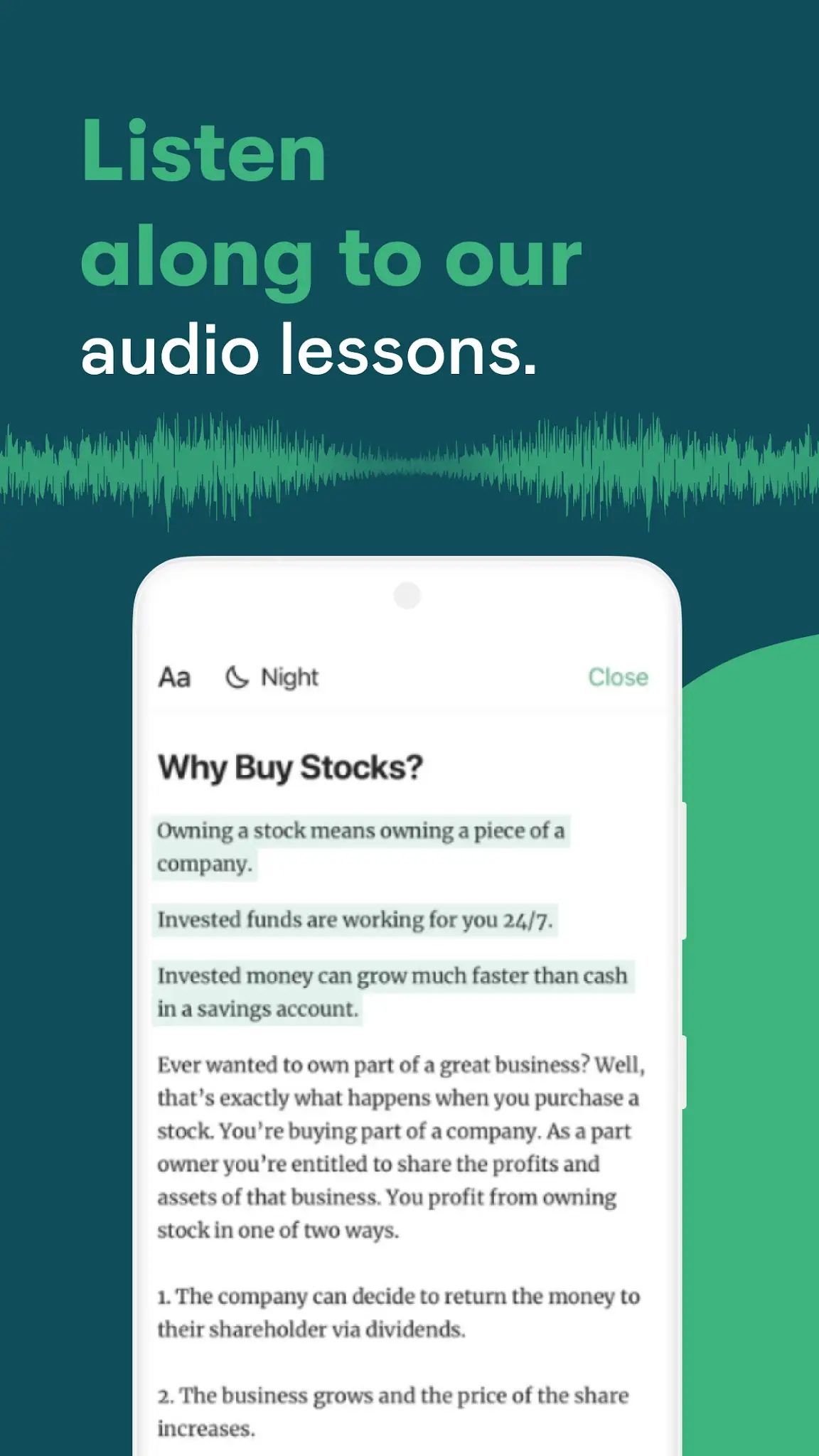 Снимка на екрана Learn: Stock Market Investing 6