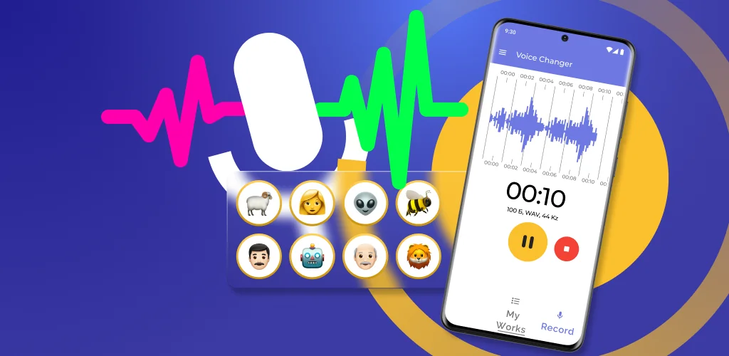 Modificador de voz de vídeo aplicativo arte da capa para Android