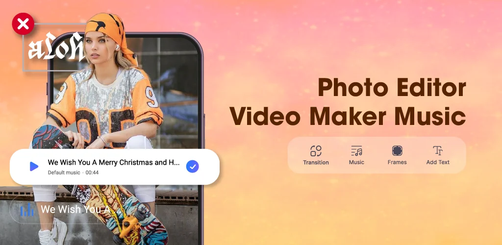 Photo Editor Video Maker Music app cover art for Android