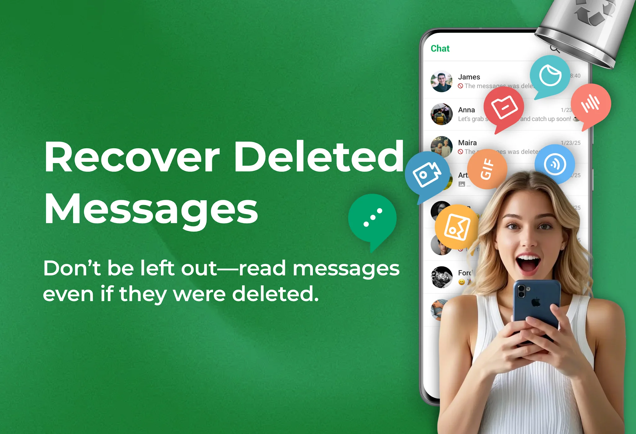 Снимка на екрана Recover Deleted Messages App 2