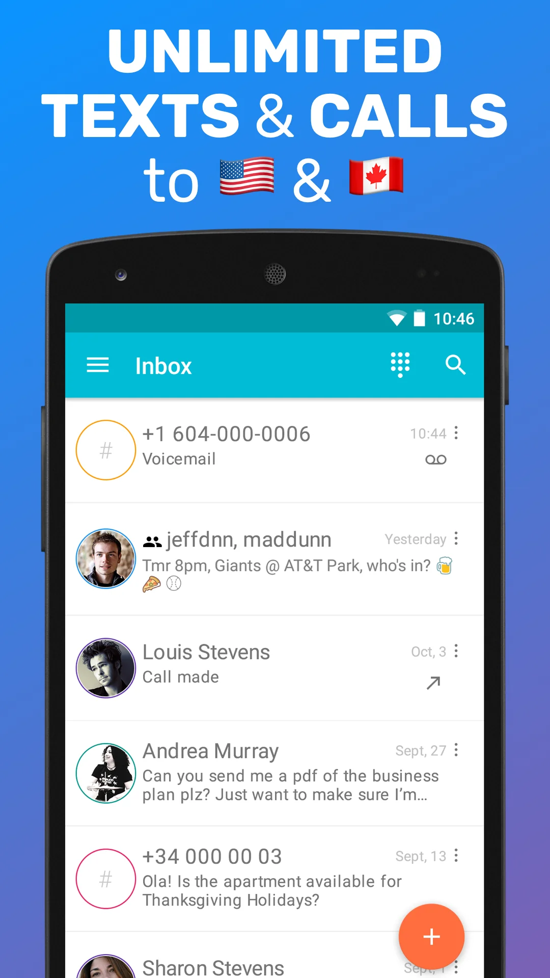 ภาพหน้าจอ TextMe Up Calling & Texts 1
