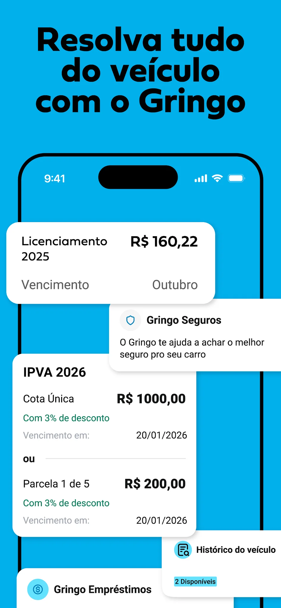 Screenshot Gringo: Licenciamento, IPVA + 2
